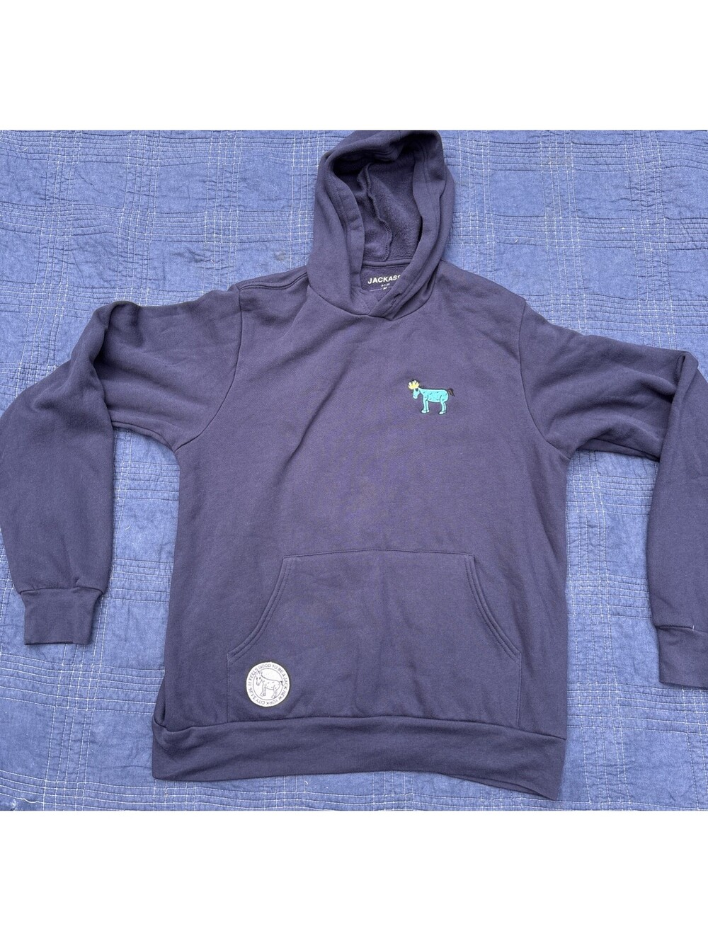 GOAT USA Men's Blue Pullover Hoodie M Embroidered Logo Fleece (See Details)